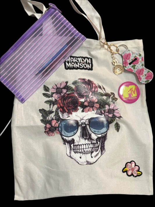 🖤 Floral Skull Alternative Tote Bag 🌸 - PuzzlePieces2326