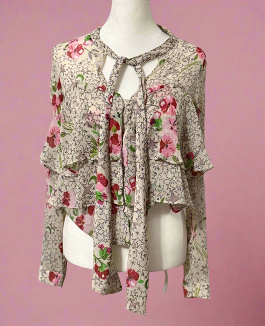Zara Starlit Garden Ruffle Blouse