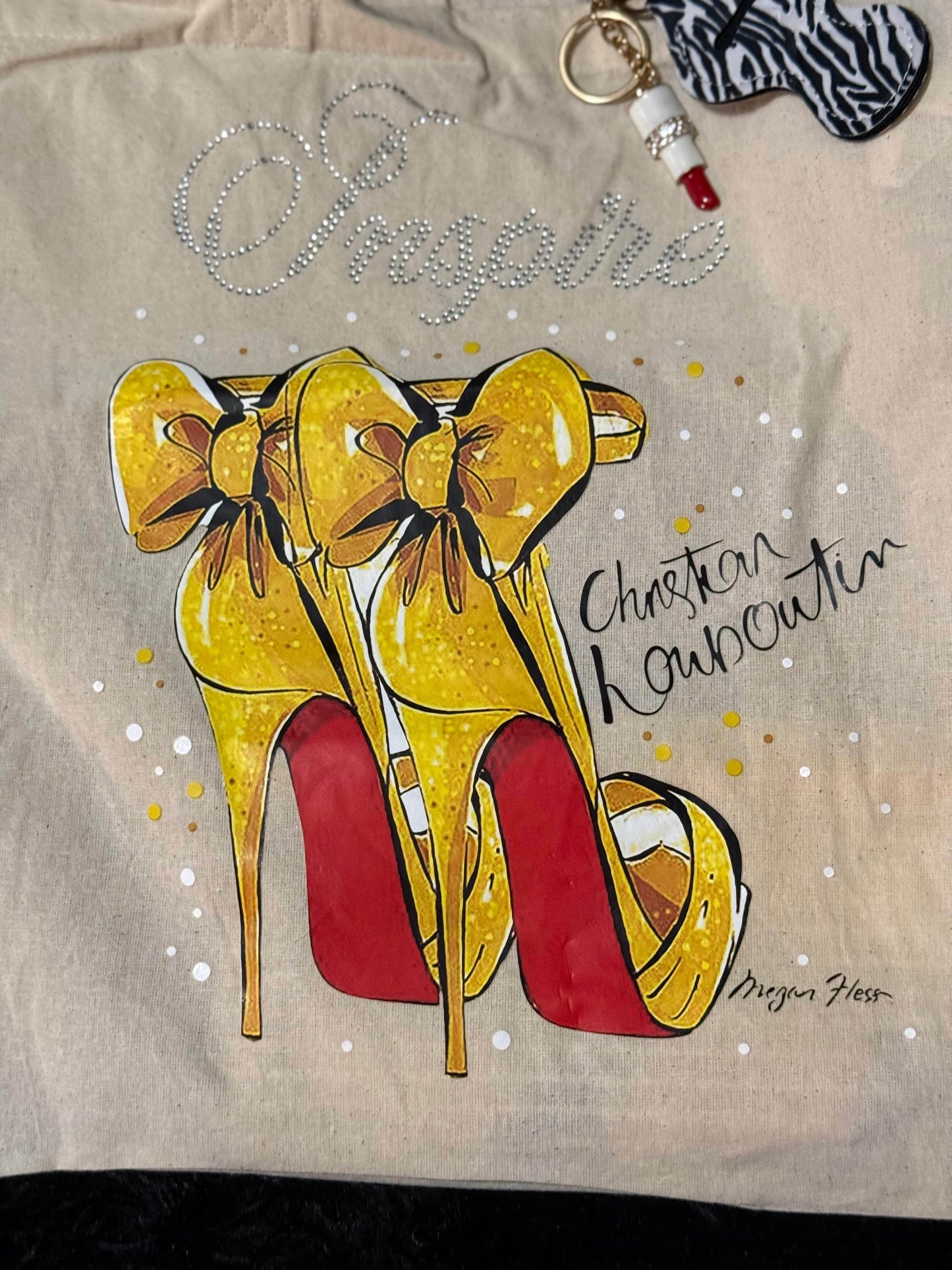 👜 Luxe Yellow Heels Canvas Tote - Designer Inspired Fashion 👠 - PuzzlePieces2326