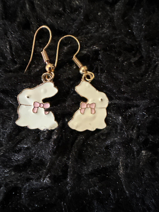 🐰 Dainty Bunny Bow Earrings - PuzzlePieces2326