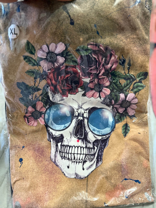 🌺 Floral Crown Skull Tee 🌸 - PuzzlePieces2326
