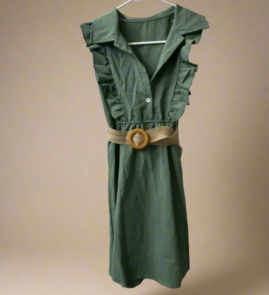 🌿 Austin Girls Sage Green Ruffle Dress| Casual Elegance| PuzzlePieces 🌿