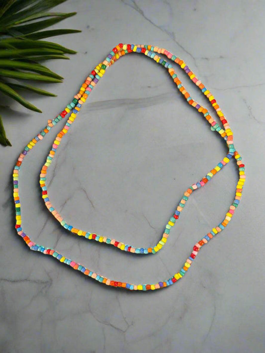 🌈 RAINBOW CANDY BEADED NECKLACE Y2K Inspired | Handmade Summer Fun - PuzzlePieces2326