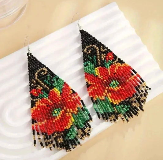 🏺 DESERT BLOOM BEADED FRINGE EARRINGS
Artisan-Crafted Statement Pieces | Southwestern Style
