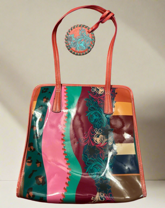 🌈 Catchfly Studio Bohemian Patchwork Patent Leather Tote