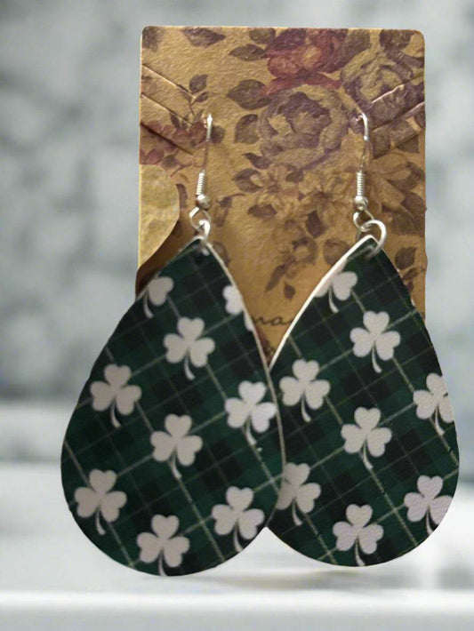 ☘️ Lucky Shamrock Teardrop Earrings 🍀 - PuzzlePieces2326
