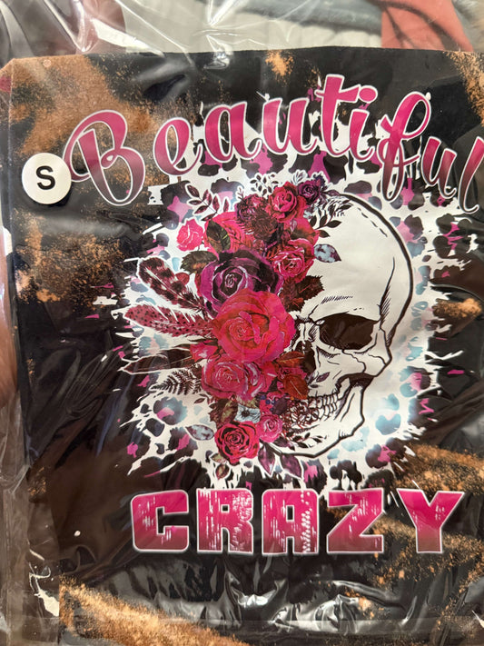 🌹 "Beautiful Crazy" Skull T-Shirt