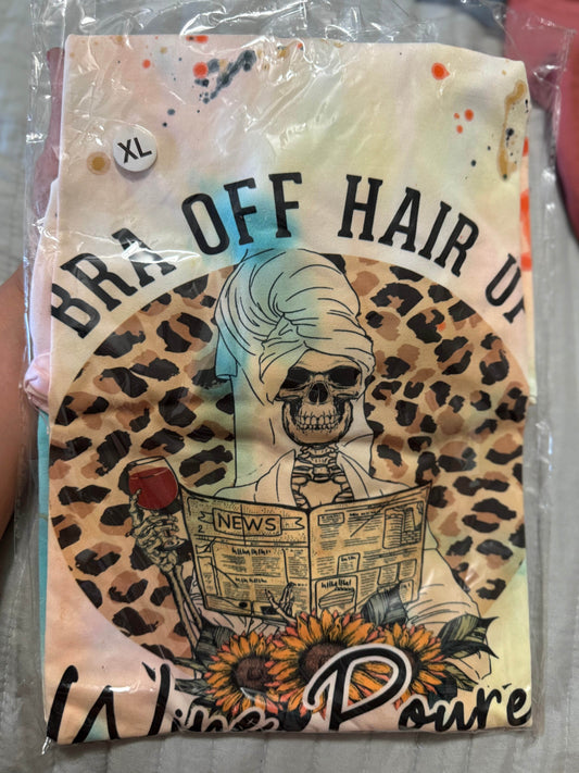 Bra Off Hair Up News & Coffee Leopard T-Shirt - PuzzlePieces2326
