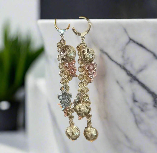 ✨ GOLDEN GARDEN CASCADE EARRINGS Vintage Luxury | Romantic Elegance - PuzzlePieces2326