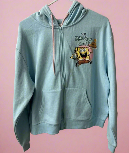 Krusty Krab SpongeBob Zip-Up Hoodie | Nostalgic Y2K Fashion | PuzzlePieces