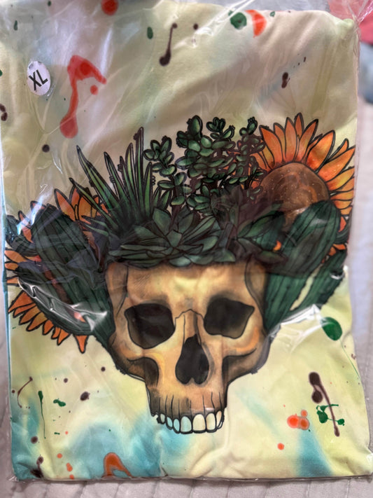 🌻 Botanical Skull T-Shirt - Where Nature Meets Edge 🌿 - PuzzlePieces2326