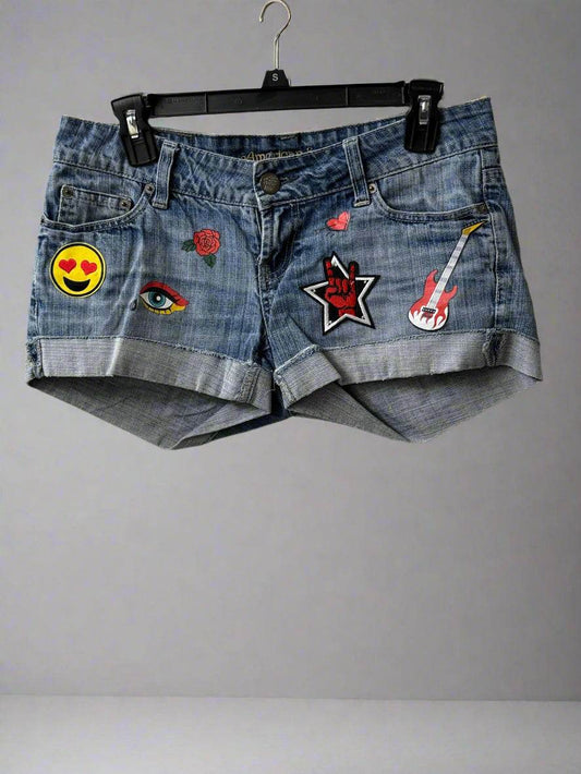 🎸 American Eagle Rock Star Vibes Patch Shorts - PuzzlePieces2326