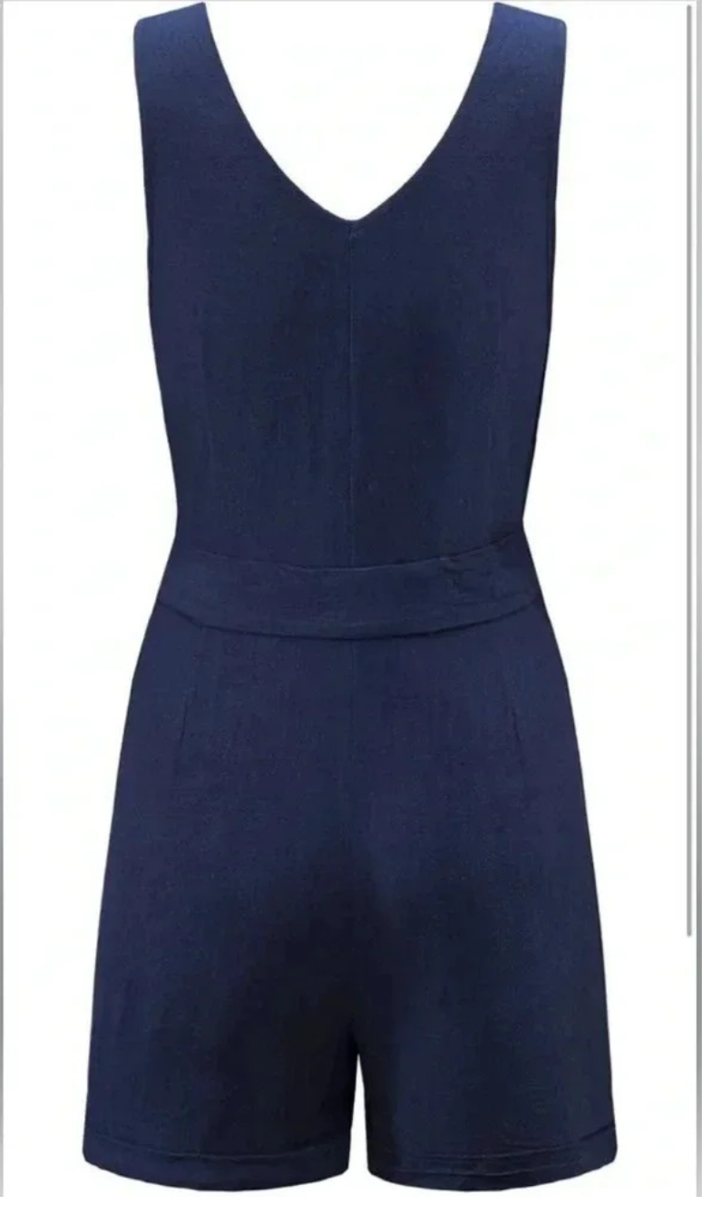 Classic Navy Button-Front Romper | Perfect for Austin Summer Style | PuzzlePieces