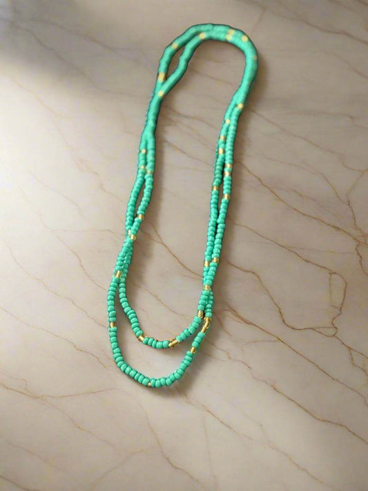🌊 Turquoise Tides Double Strand Necklace ✨ - PuzzlePieces2326