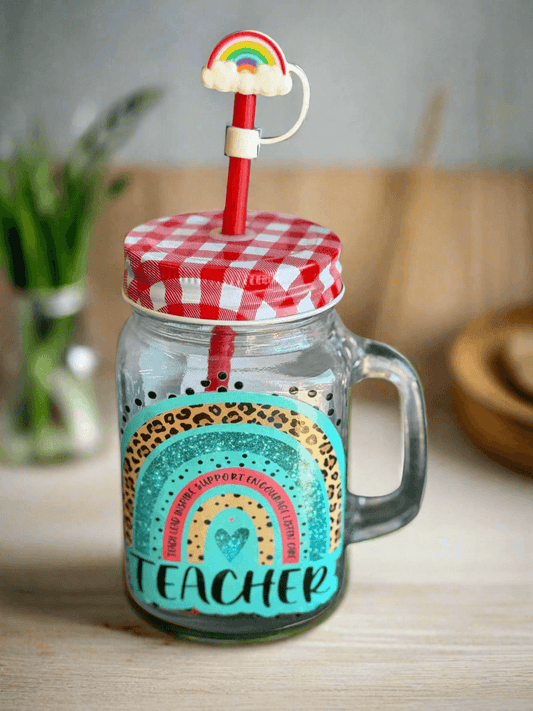 🌈 Teacher Rainbow Mason Jar - PuzzlePieces2326