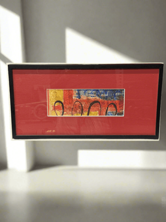 Framed Abstract Art with Red Mat - PuzzlePieces2326