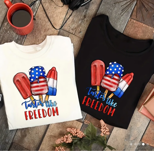 Tastes Like Freedom Popsicle T-Shirt - Summer Patriotic Collection