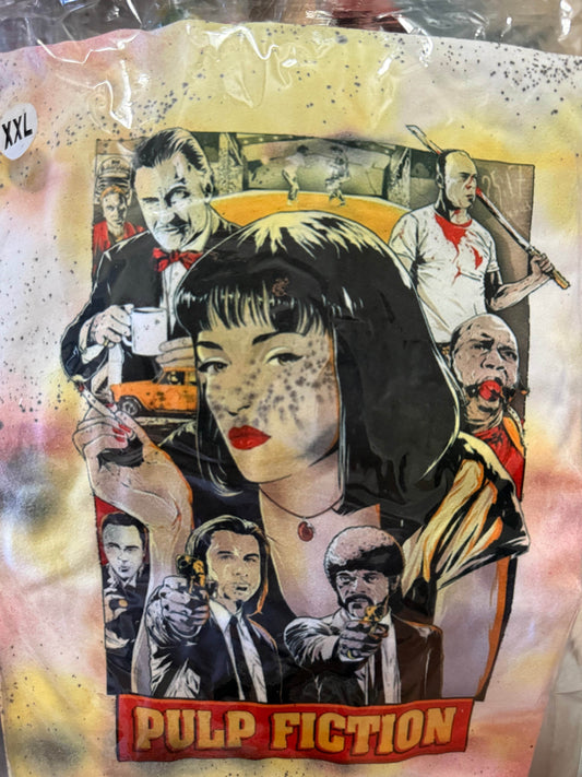 🎬 Pulp Fiction Collage T-Shirt - Classic Cinema Style 🎥 - PuzzlePieces2326