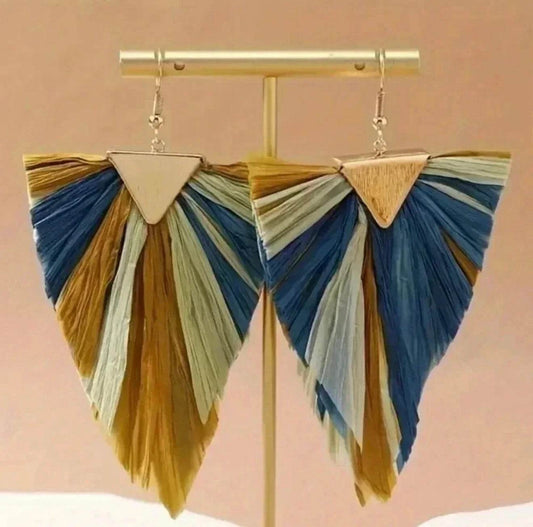 🌊 COASTAL BREEZE FAN EARRINGS Art Deco Drama | Modern Bohemian Style - PuzzlePieces2326