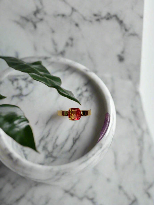 ✨ Sunset Cushion Cut Ring in Gold - PuzzlePieces2326