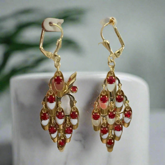 💎 RUBY CASCADE CHANDELIER EARRINGS Vintage Hollywood Glamour | Evening Elegance - PuzzlePieces2326