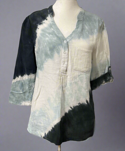 Charlie B Modern Mom Tie-Dye Button-Up Blouse