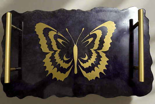 🦋 Midnight Butterfly Serving Tray - PuzzlePieces2326
