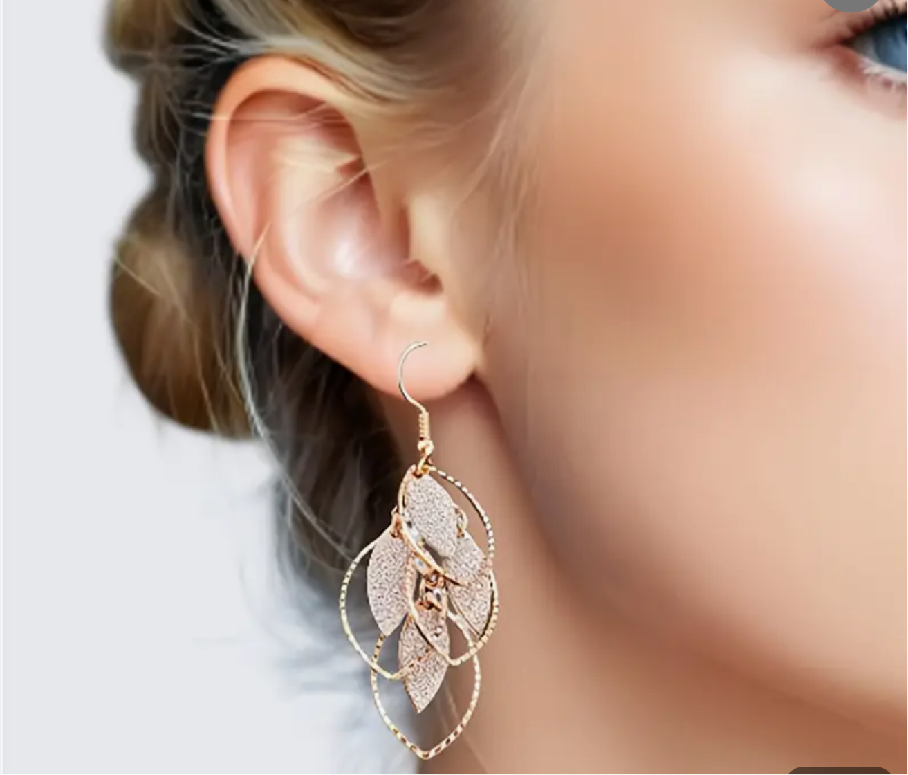 Stunning Rose Gold Glitter Leaf Dangle Earrings - Handcrafted Statement Jewelry | PuzzlePieces Austin