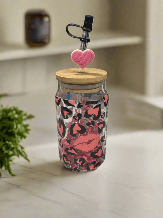 💕 Valentine Hearts Glass Cup - PuzzlePieces2326