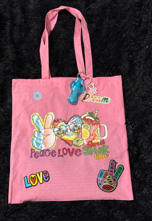 🌸 PEACE, LOVE & SWEET SUMMER TOTE BAG 🌺 - PuzzlePieces2326