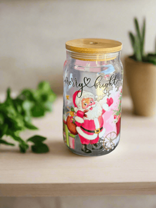 Merry Bright Glass cup - PuzzlePieces2326