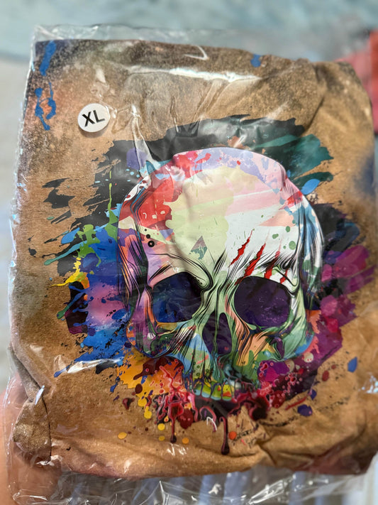 💀 Watercolor Skull Splash T-Shirt - PuzzlePieces2326