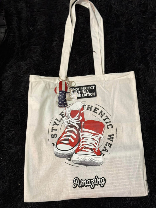 👟 Authentic Style Canvas Tote - Limited Edition Sneaker Design 🇺🇸 - PuzzlePieces2326