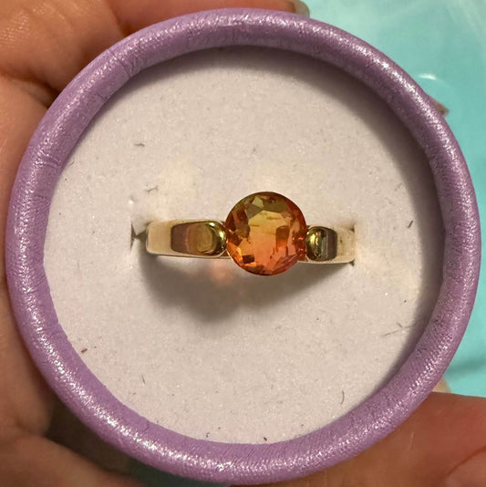 ✨ Sunset Amber Solitaire Ring - PuzzlePieces2326
