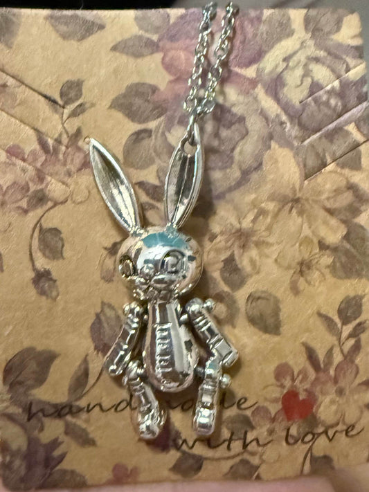 🐰 Articulated Silver Bunny Pendant Necklace ✨ - PuzzlePieces2326
