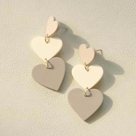 💗 Double Heart Drop Earrings - PuzzlePieces2326