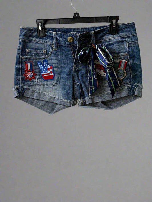 American Eagle Peace Denim Shorts with Designer Scar - PuzzlePieces2326