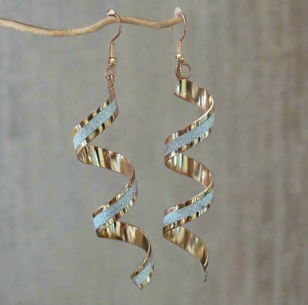 ✨ GLITTER SPIRAL STATEMENT EARRINGS Modern Movement | Festive Elegance - PuzzlePieces2326