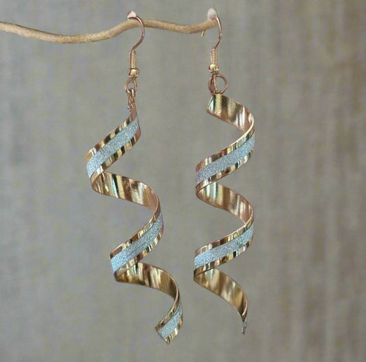 ✨ GLITTER SPIRAL STATEMENT EARRINGS Modern Movement | Festive Elegance - PuzzlePieces2326