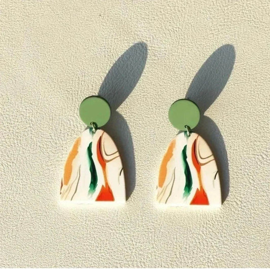 🎨 MODERN MARBLE ABSTRACT EARRINGS Artistic Statement | Contemporary Style - PuzzlePieces2326