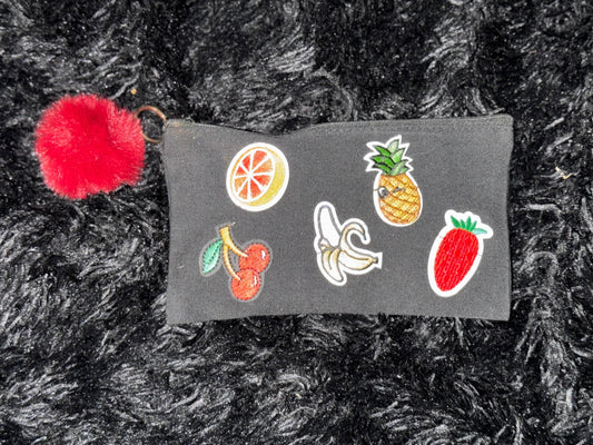 🌈 Fruity Fun Pencil Pouch with Pom-Pom Charm - PuzzlePieces2326