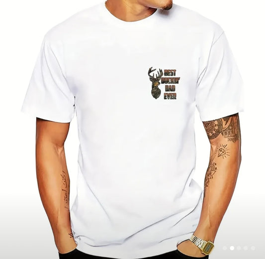 Best Buckin' Dad Ever T-Shirt | Camo Deer Design | Hunting Dad Gift | Austin Dad Style