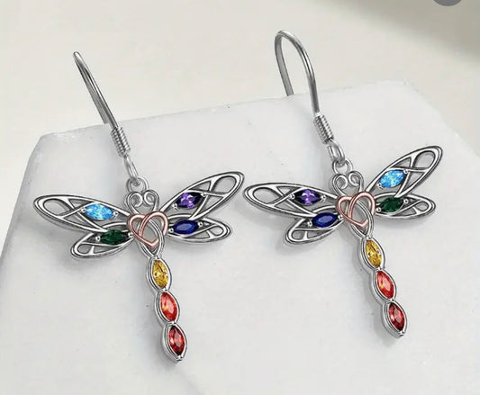 Enchanting Rainbow Crystal Dragonfly Earrings | Handcrafted in Austin | PuzzlePieces