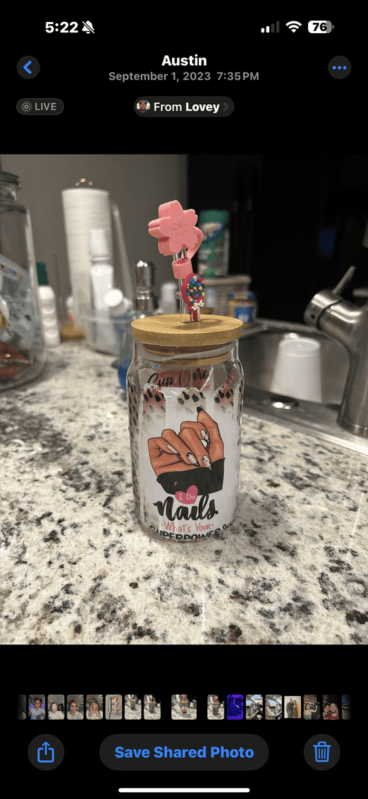 I Do Nails Superpower Glass Container - PuzzlePieces2326