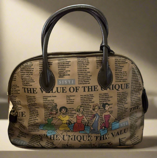 Gianfranco Listi Vintage News Print Handbag