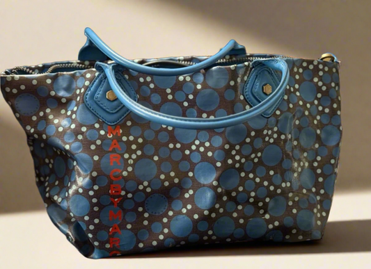 Marc by Marc Jacobs Bubble Dot Tote in Blue & Brown