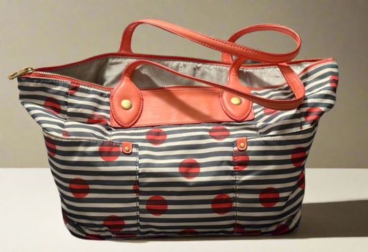 Marc Jacobs Nautical Stripes & Dots Tote with Coral Trim