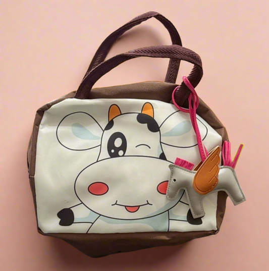 Kawaii Cow Insulated Lunch Bag with Unicorn Charm