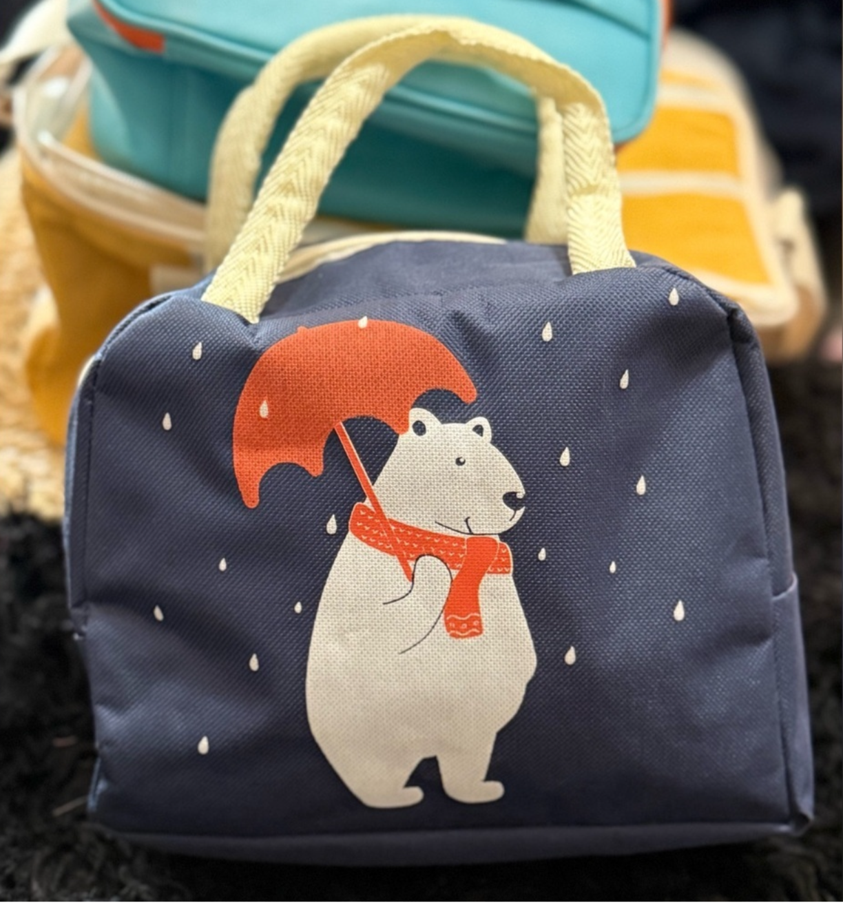 Rainy Day Polar Bear Lunch Tote | Kids' Insulated Bag | Austin School Essential