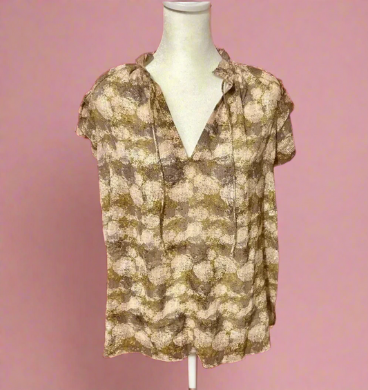 Grade & Gather Desert Bloom V-Neck Blouse | Austin Spring Essential | Neutral Floral Top